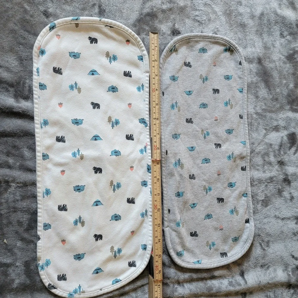 Bundle 2-Carter's Burp Cloths Kids OS Grey White Good Camping Bear Tent 702
